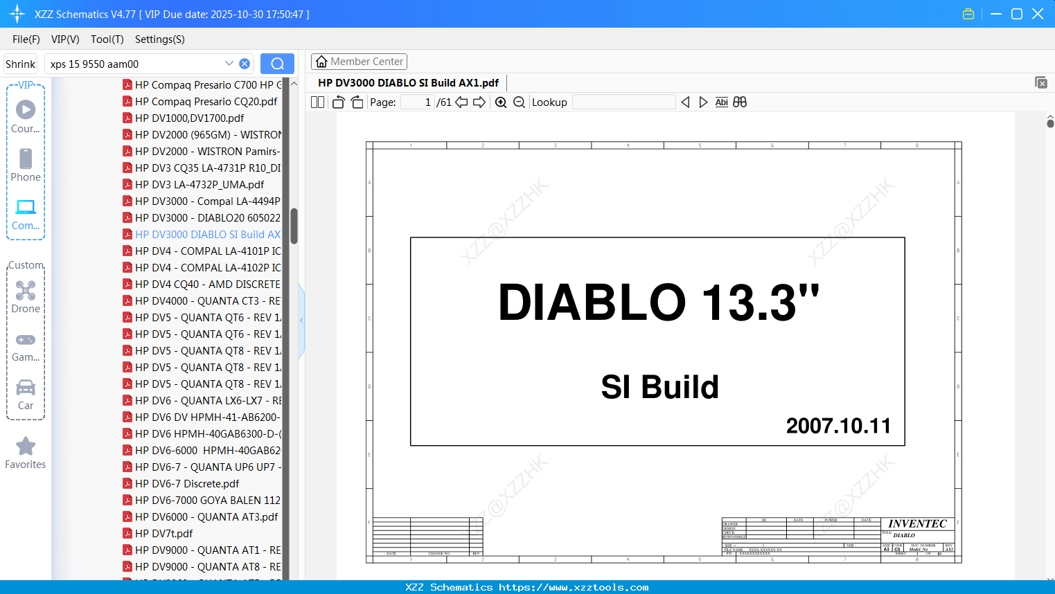 Laptop HP DV3000 DIABLO SI Build AX1